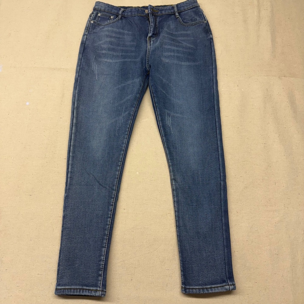 Fleece Lined Skinny Jeans Women Medium Wash Denim Slim Fit Warm Winter Pants 29